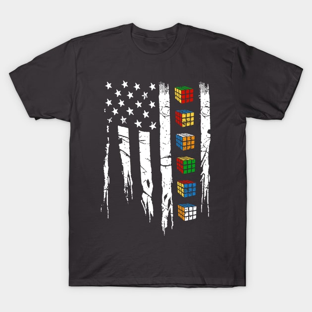 American Rubiks Cube Flag T-Shirt by imotvoksim